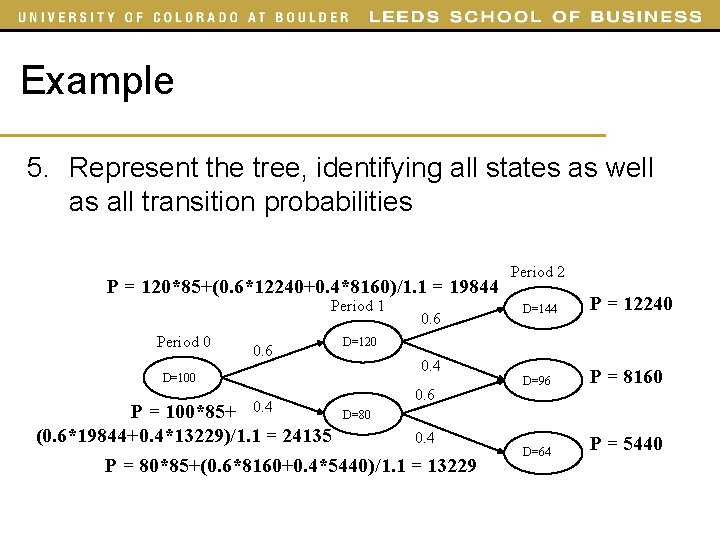 Example 5. Represent the tree, identifying all states as well as all transition probabilities Example 5. Represent the tree, identifying all states as well as all transition probabilities
