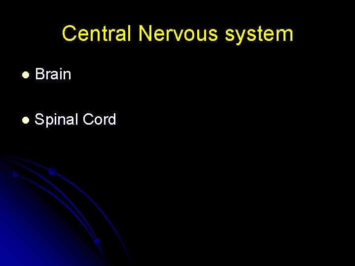 Central Nervous system l Brain l Spinal Cord 
