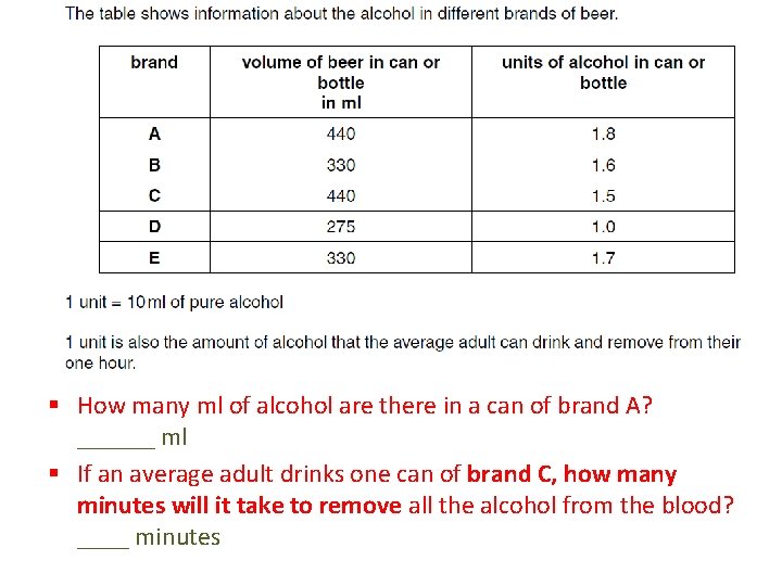 § How many ml of alcohol are there in a can of brand A?