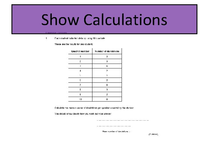Show Calculations 