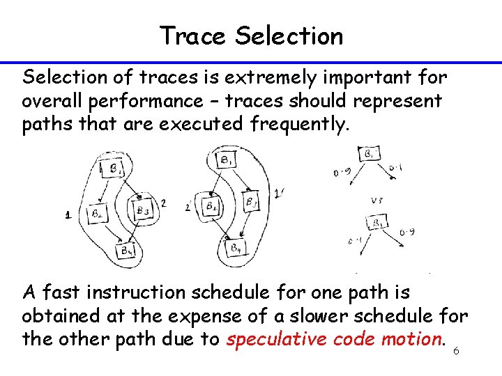 Trace Selection of traces is extremely important for overall performance – traces should represent