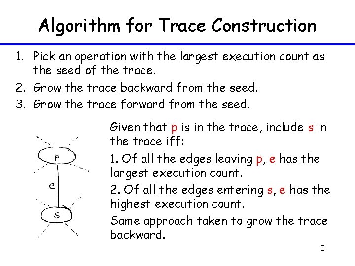 Algorithm for Trace Construction 1. Pick an operation with the largest execution count as