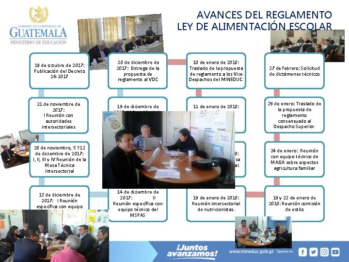 AVANCES DEL REGLAMENTO LEY DE ALIMENTACIÓN ESCOLAR 19 de octubre de 2017: Publicación del