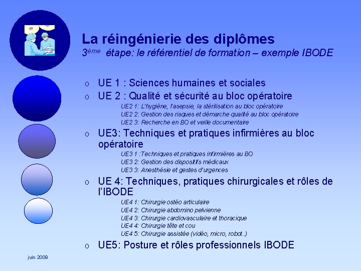 La réingénierie des diplômes 3ème étape: le référentiel de formation – exemple IBODE UE