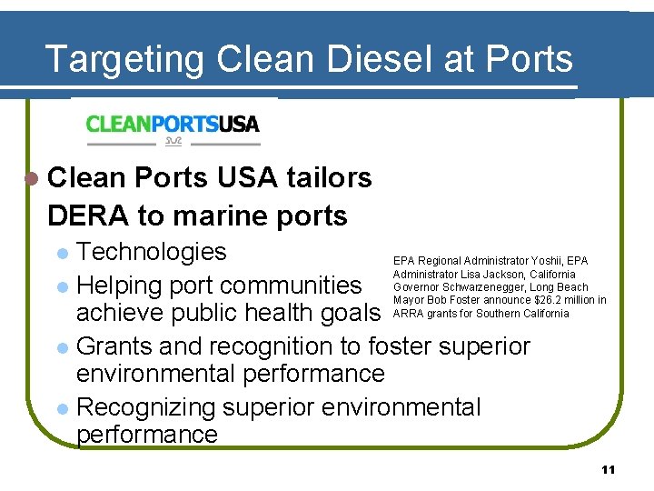 Targeting Clean Diesel at Ports l Clean Ports USA tailors DERA to marine ports