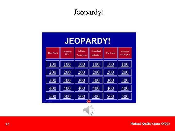 Jeopardy! 17 National Quality Center (NQC) 