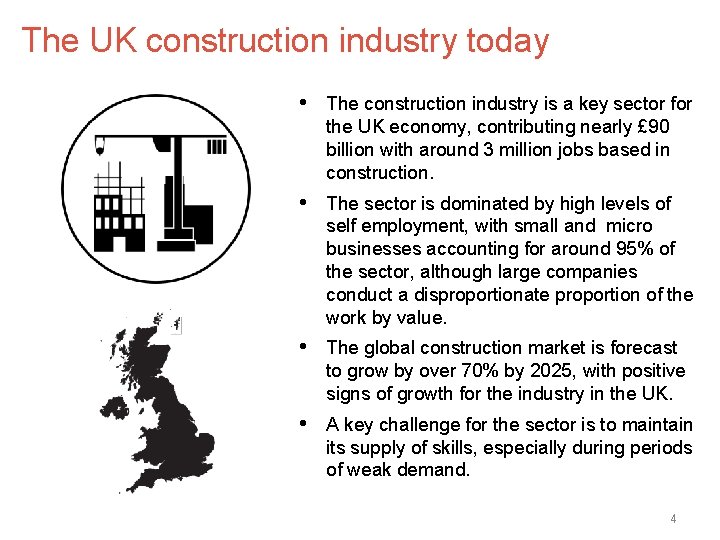 The UK construction industry today • The construction industry is a key sector for