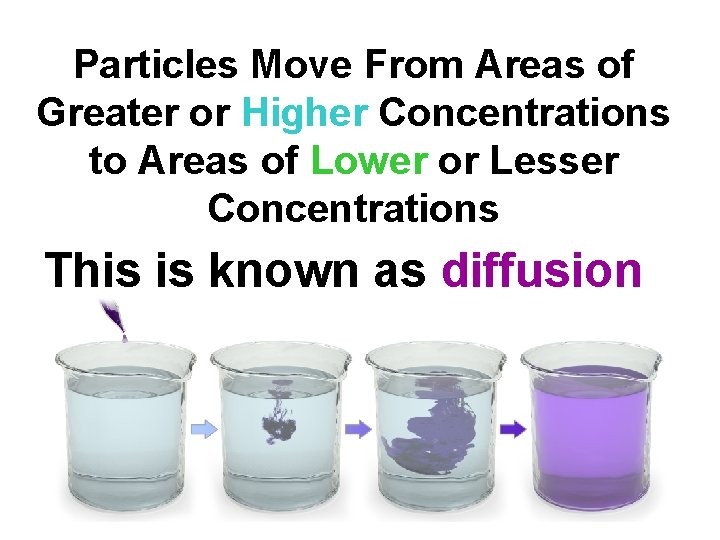 Particles Move From Areas of Greater or Higher Concentrations to Areas of Lower or