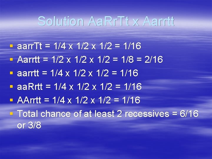 Solution Aa. Rr. Tt x Aarrtt § § § aarr. Tt = 1/4 x