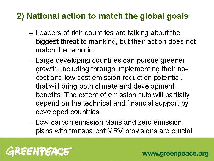 2) National action to match the global goals – Leaders of rich countries are