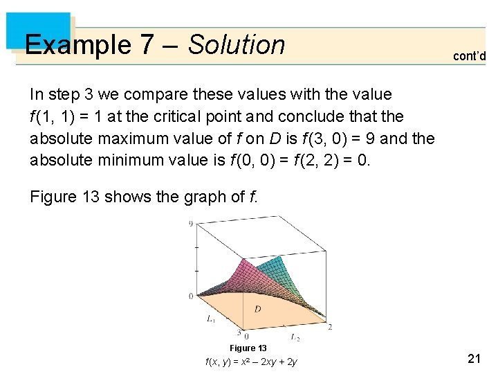 Example 7 – Solution cont’d In step 3 we compare these values with the