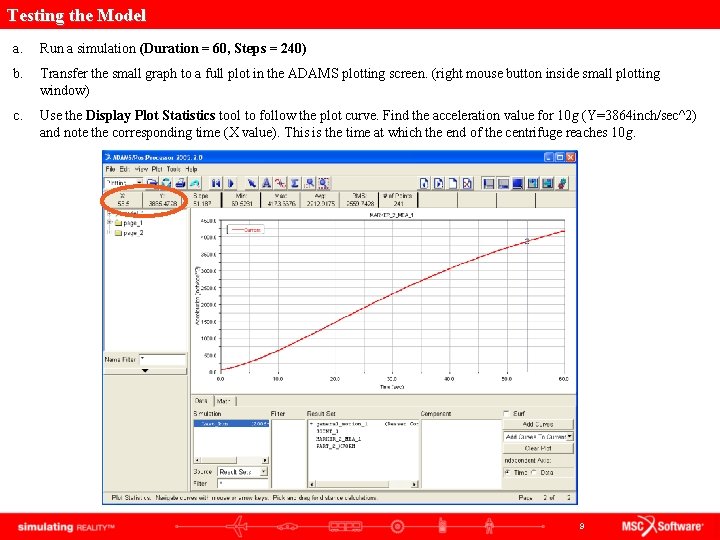 Testing the Model a. Run a simulation (Duration = 60, Steps = 240) b. Testing the Model a. Run a simulation (Duration = 60, Steps = 240) b.
