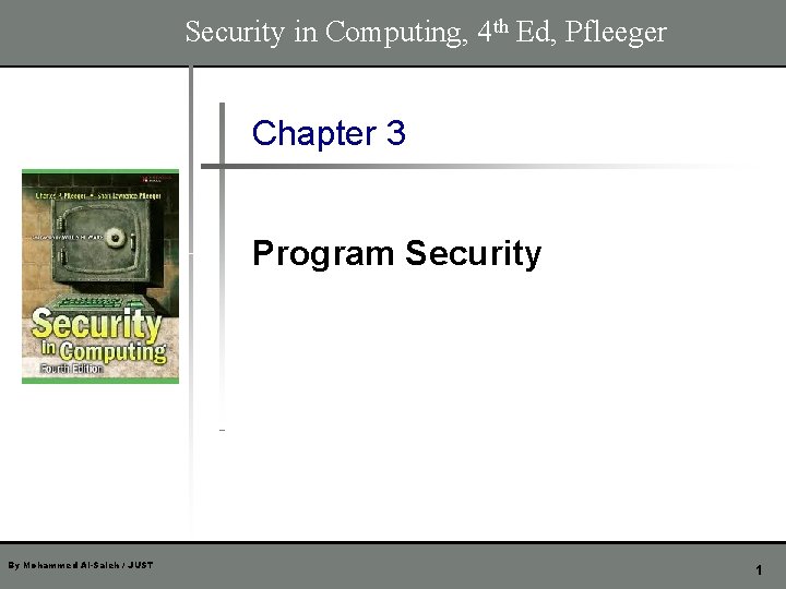 Security in Computing, 4 th Ed, Pfleeger Chapter 3 Program Security By Mohammed Al-Saleh