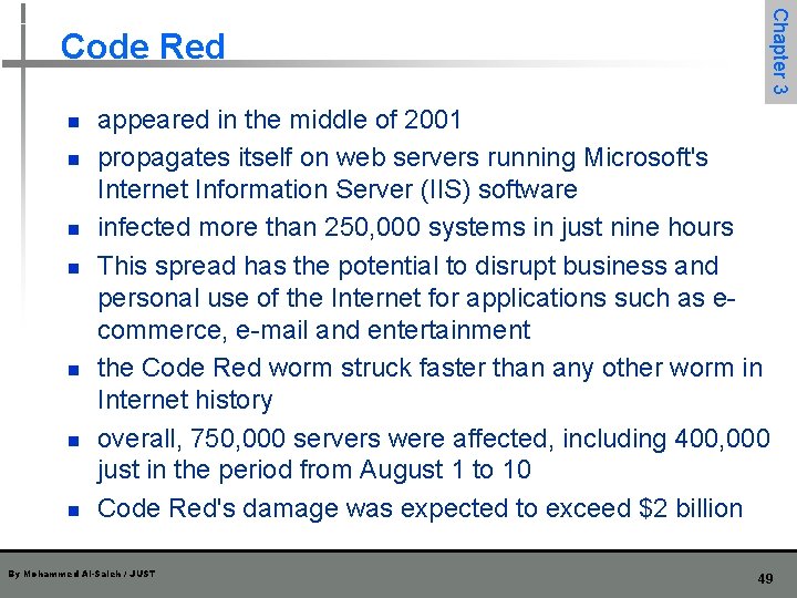 n n n n Chapter 3 Code Red appeared in the middle of 2001