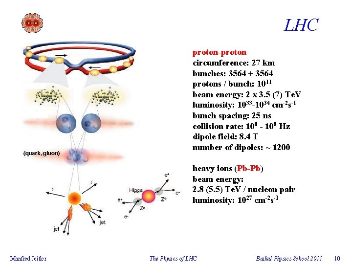LHC proton-proton circumference: 27 km bunches: 3564 + 3564 protons / bunch: 1011 beam