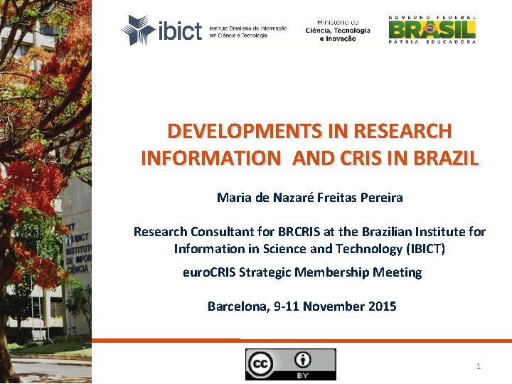 DEVELOPMENTS IN RESEARCH INFORMATION AND CRIS IN BRAZIL Maria de Nazaré Freitas Pereira Research