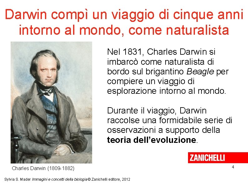 Darwin compì un viaggio di cinque anni intorno al mondo, come naturalista Nel 1831,