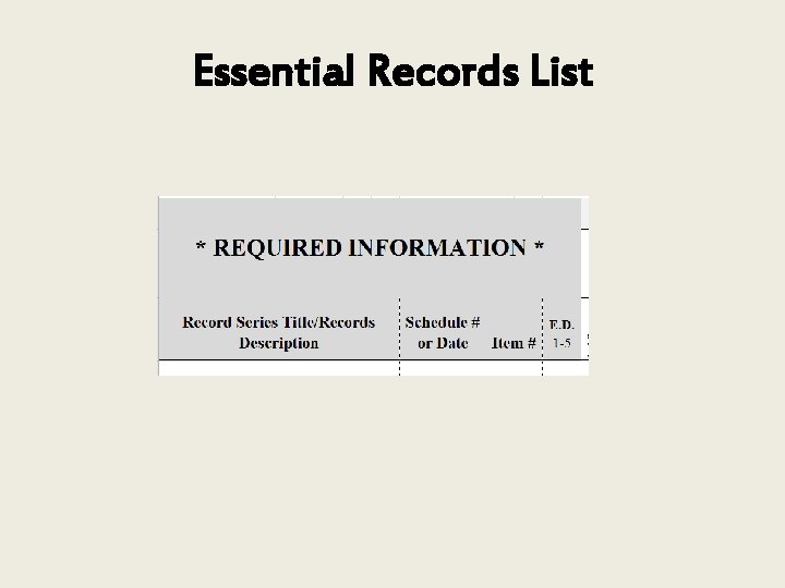Essential Records List 