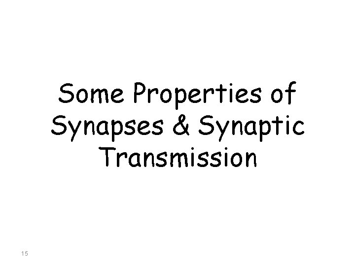 Some Properties of Synapses & Synaptic Transmission 15 