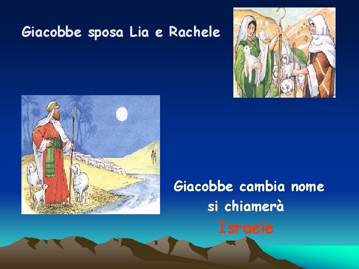 Giacobbe sposa Lia e Rachele Giacobbe cambia nome si chiamerà Israele 
