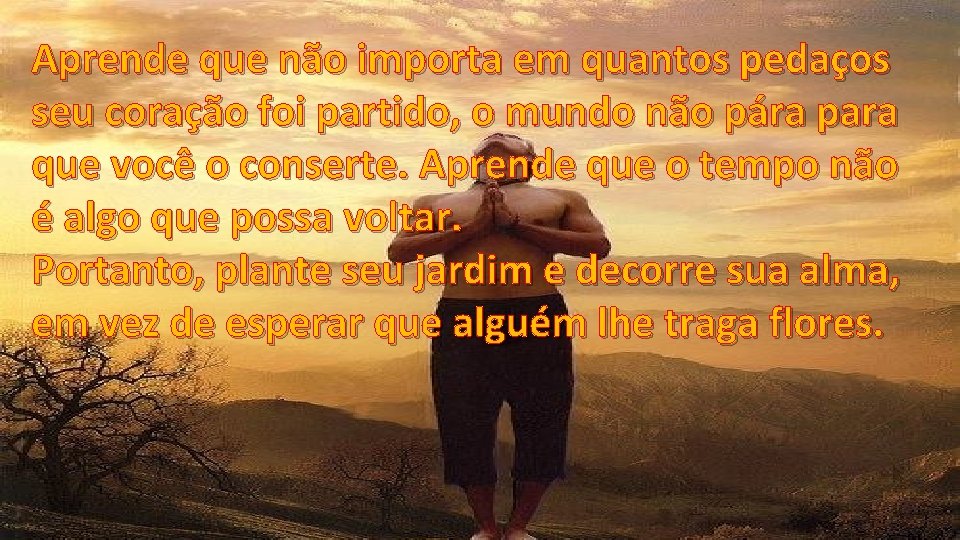 Aprende que não importa em quantos pedaços seu coração foi partido, o mundo não