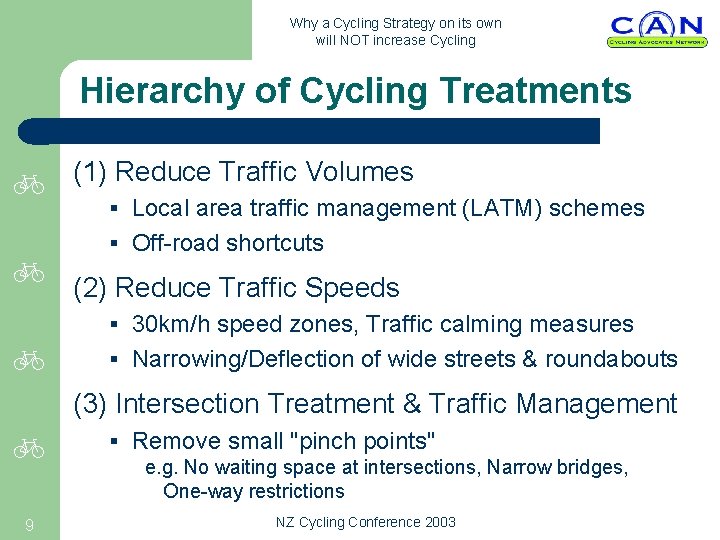 Why a Cycling Strategy on its own will NOT increase Cycling Hierarchy of Cycling