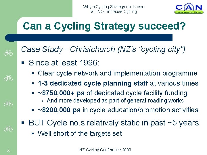 Why a Cycling Strategy on its own will NOT increase Cycling Can a Cycling