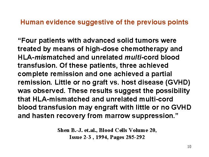 Human evidence suggestive of the previous points “Four patients with advanced solid tumors were