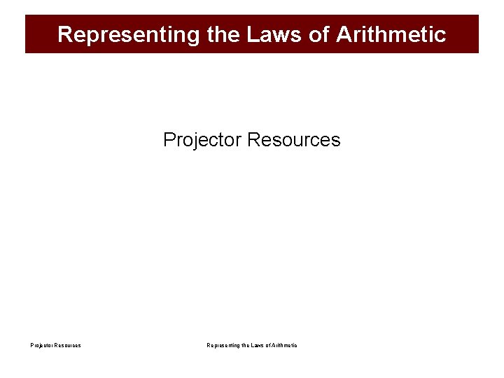 Representing the Laws of Arithmetic Projector Resources Representing the Laws of Arithmetic 