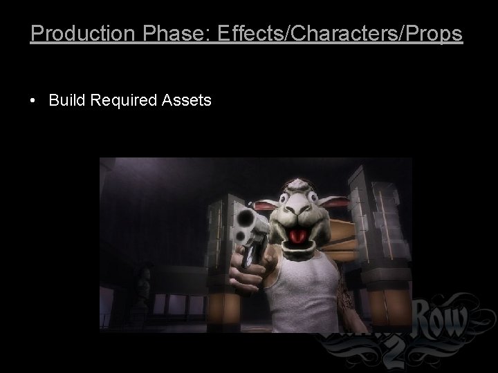 Production Phase: Effects/Characters/Props • Build Required Assets 