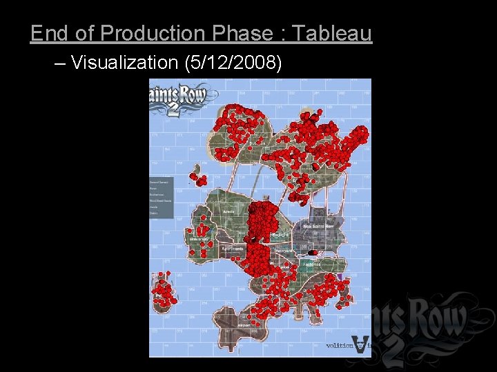 End of Production Phase : Tableau – Visualization (5/12/2008) 