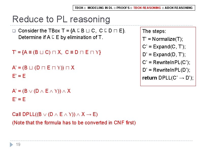 TBOX : : MODELING IN DL : : PROOFS : : TBOX REASONING :