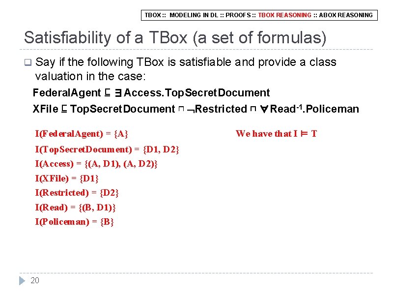 TBOX : : MODELING IN DL : : PROOFS : : TBOX REASONING :