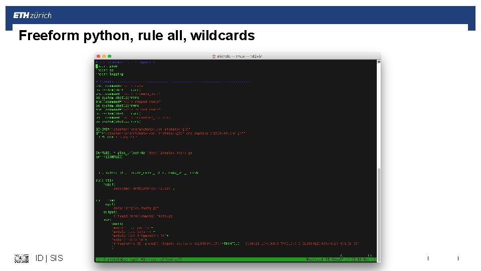 Freeform python, rule all, wildcards ID | SIS | | 