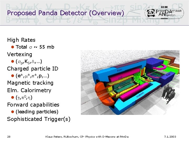 Proposed Panda Detector (Overview) High Rates l Total s ~ 55 mb Vertexing l