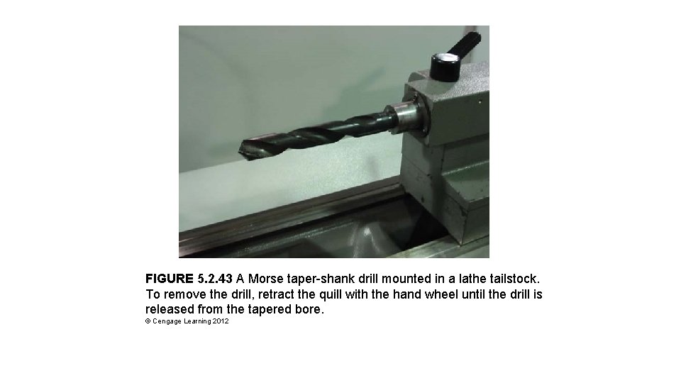 FIGURE 5. 2. 43 A Morse taper-shank drill mounted in a lathe tailstock. To FIGURE 5. 2. 43 A Morse taper-shank drill mounted in a lathe tailstock. To