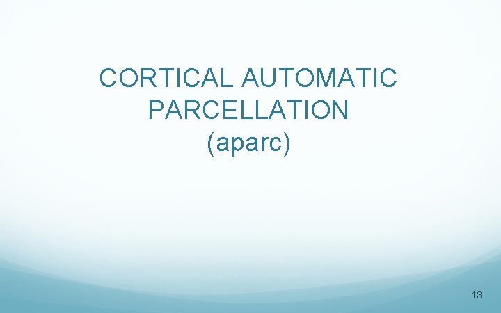 CORTICAL AUTOMATIC PARCELLATION (aparc) 13 