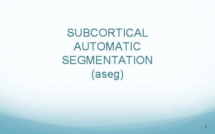 SUBCORTICAL AUTOMATIC SEGMENTATION (aseg) 4 