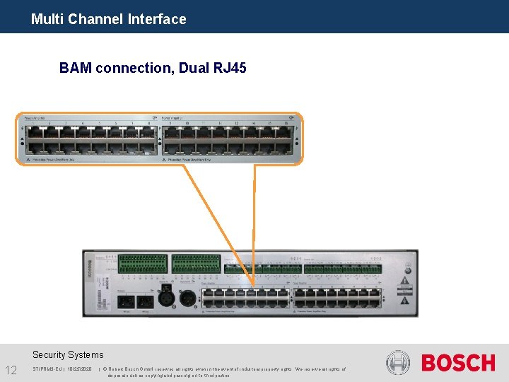 Multi Channel Interface BAM connection, Dual RJ 45 Security Systems 12 ST/PRM 3 -EU