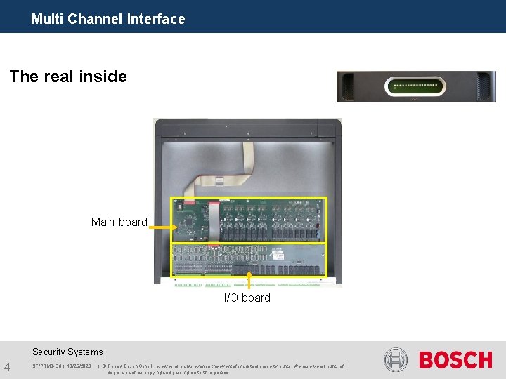 Multi Channel Interface The real inside Main board I/O board Security Systems 4 ST/PRM