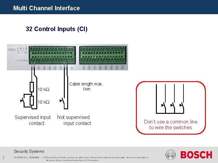 Multi Channel Interface 32 Control Inputs (CI) 10 k Cable length max. 1 km