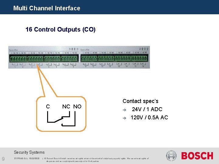 Multi Channel Interface 16 Control Outputs (CO) C NC NO Contact spec’s è è