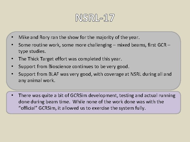 NSRL-17 • Mike and Rory ran the show for the majority of the year.