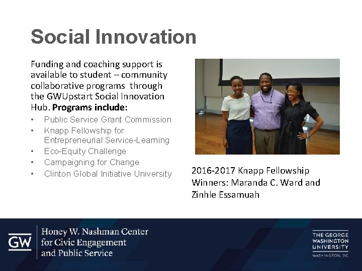 Social Innovation Funding and coaching support is available to student – community collaborative programs