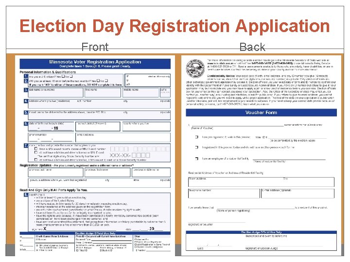 Election Day Registration Application Front Back 