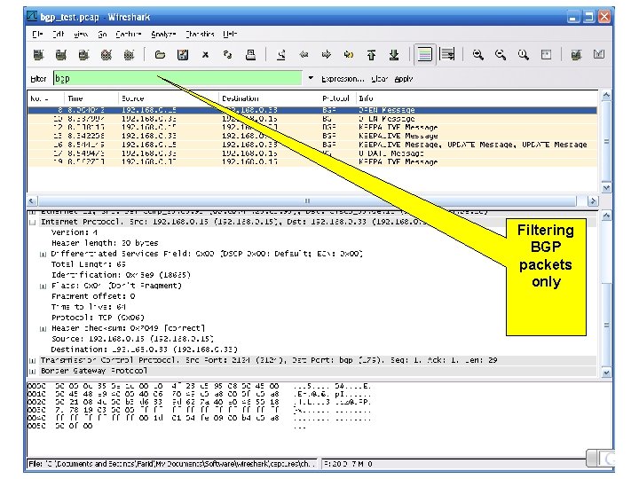 Filtering BGP packets only 