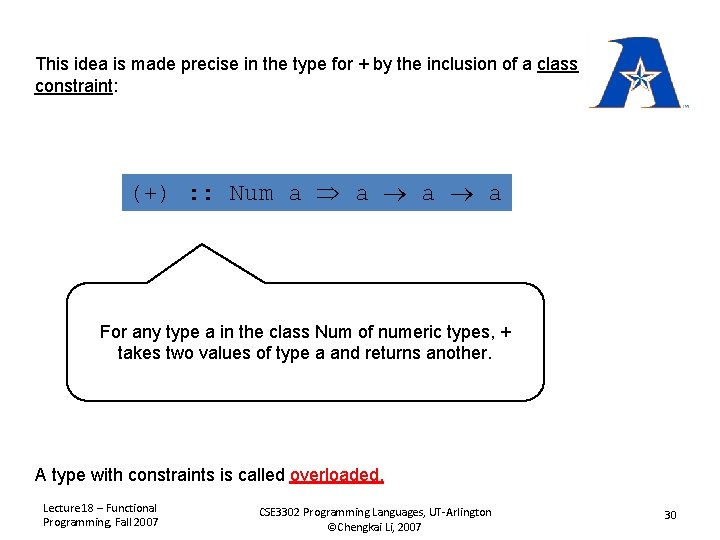 This idea is made precise in the type for + by the inclusion of