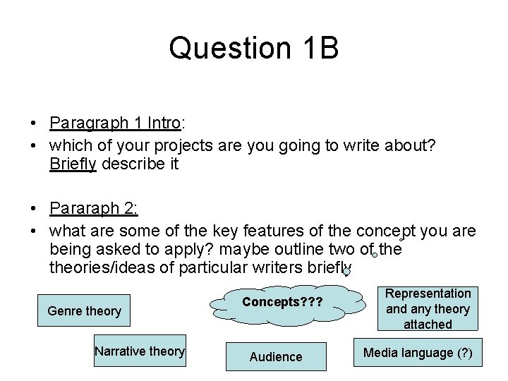 Question 1 B • Paragraph 1 Intro: • which of your projects are you