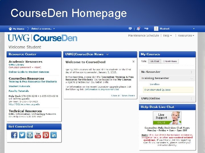 Course. Den Homepage 