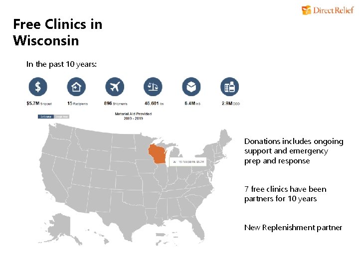 Free Clinics in Wisconsin In the past 10 years: Donations includes ongoing support and